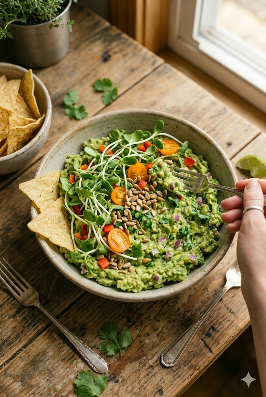 Guacamole con microgreens