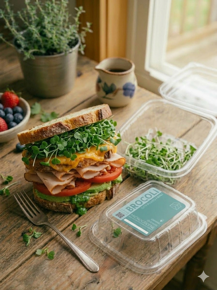 Sándwich con microgreens