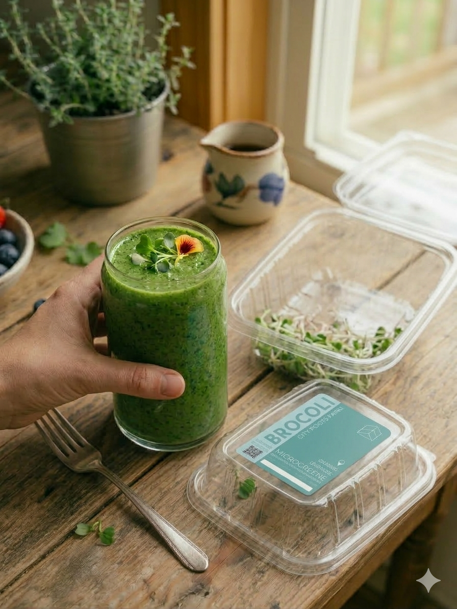 Smoothie verde con microgreens